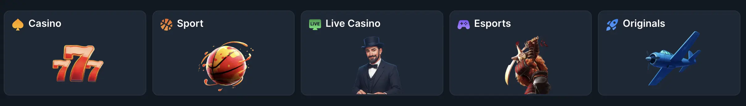 Coins Game categories: Casino, Sport, Live Casino, Esports, Originals